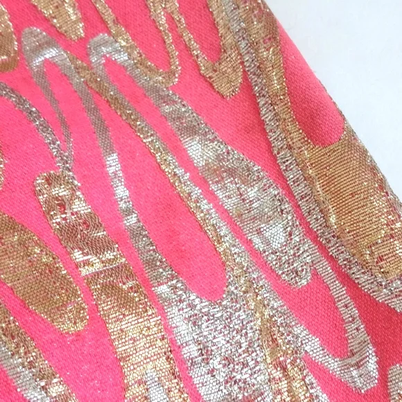 Stunning 1960's Mod Pink Gold Silver Metallic 3/4 Sleeve Blouse S/M - Picture 12 of 17